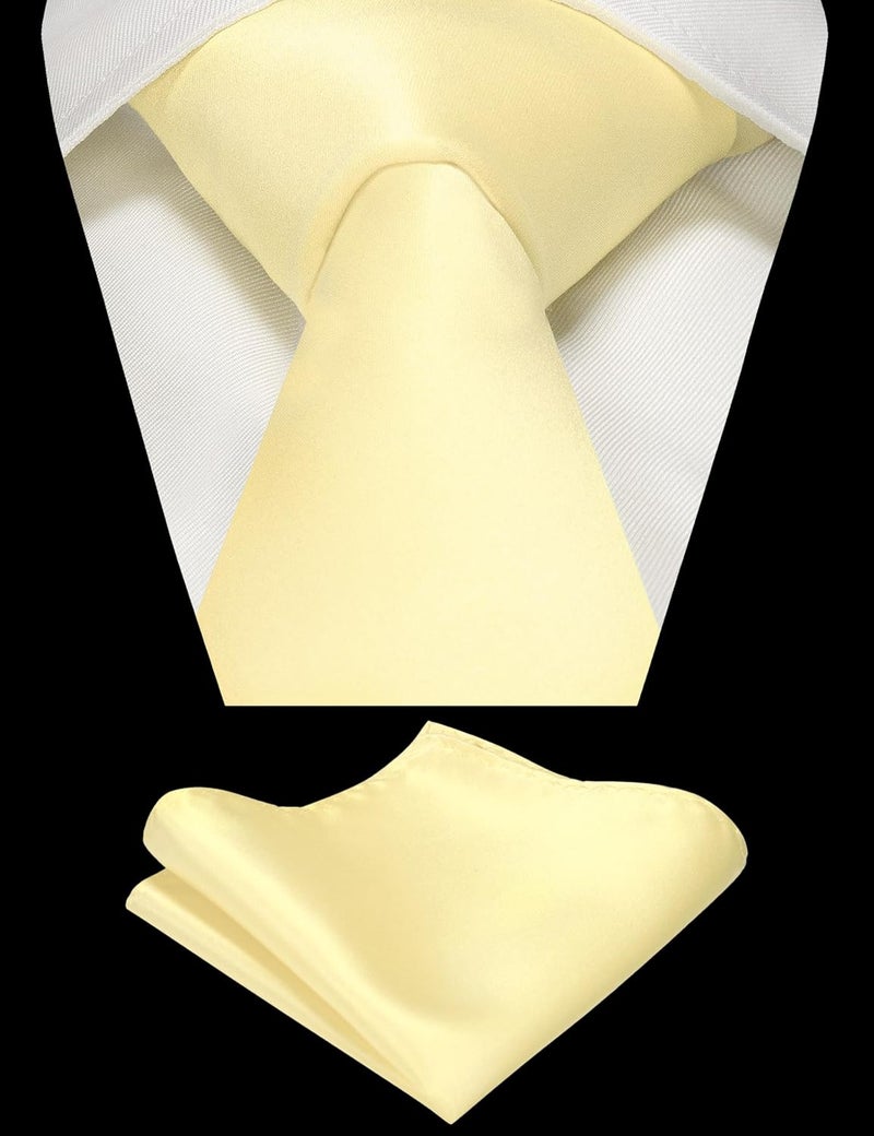 RBOCOTT Solid Color Tie and Pocket Square Hankerchief with Lapel Pin Set for Men - Image 2